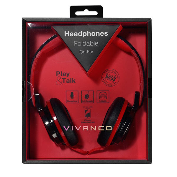Vivanco SR 770 Hovedtelefoner Ledningsført Headset Opkald/musik Sort, Rød