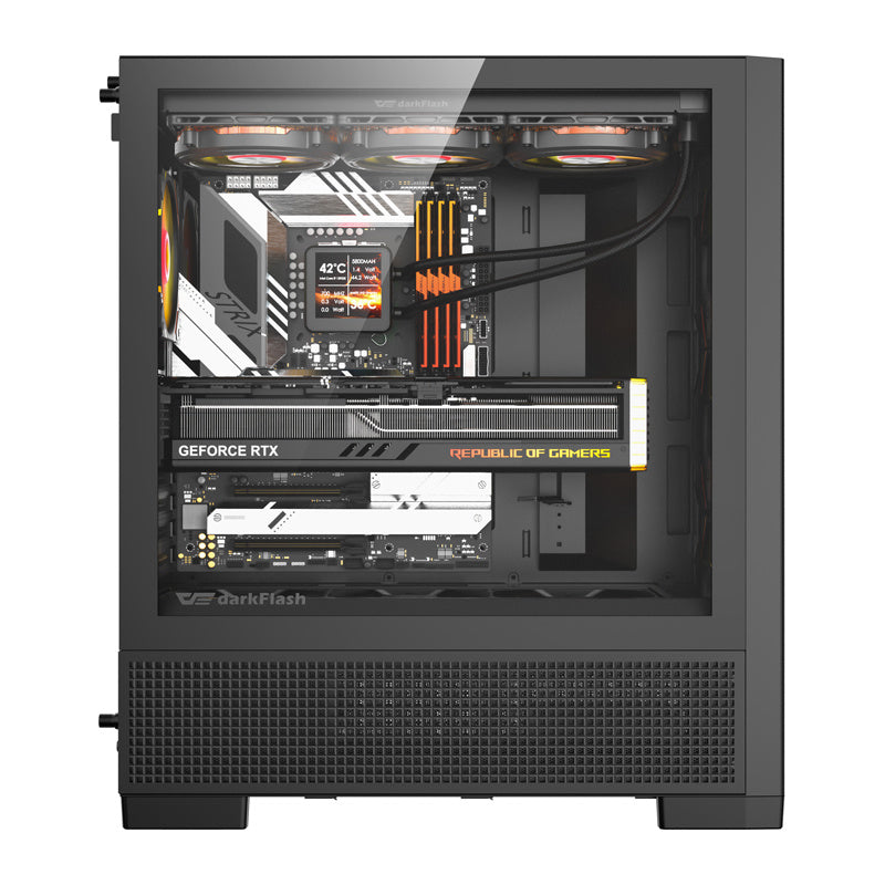 DarkFlash AIRNOVA computerkasse (sort) + 3 fans