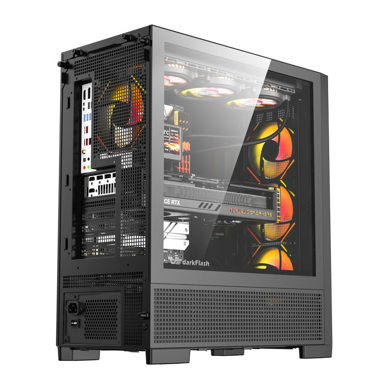 DarkFlash AIRNOVA computerkasse (sort) + 3 fans