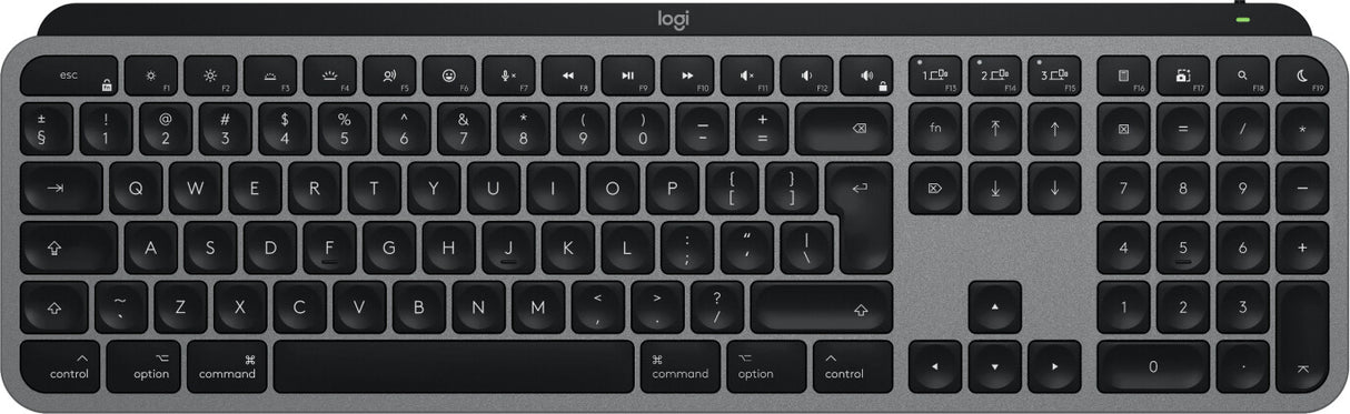 Logitech Master MX Keys S for Mac tastatur Kontor RF trådløs + Bluetooth QWERTY US International Aluminium, Sort
