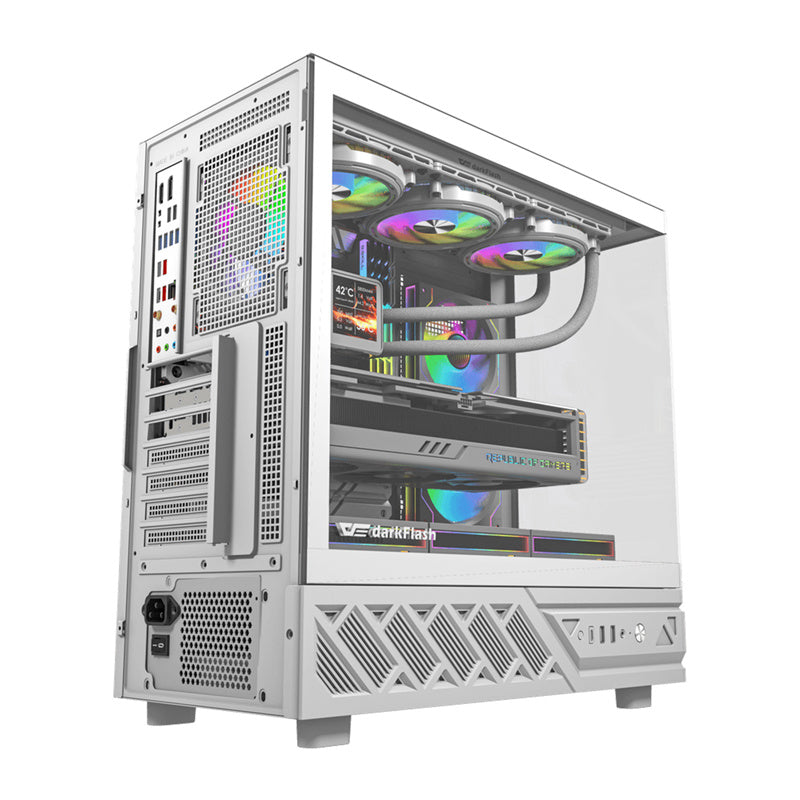 DarkFlash DS950V computerkasse med display (hvid) + 6 ventilatorer