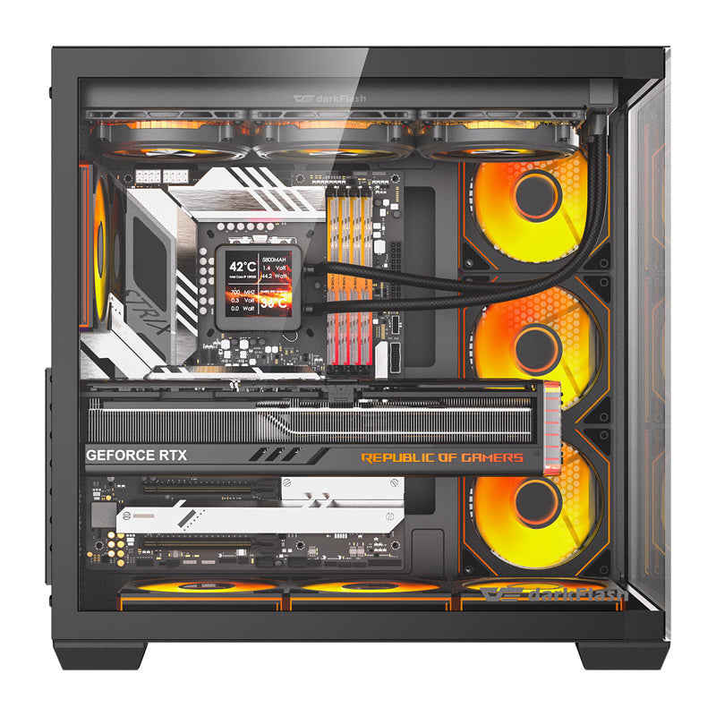DarkFlash C280 computercase (sort) + 7 fans