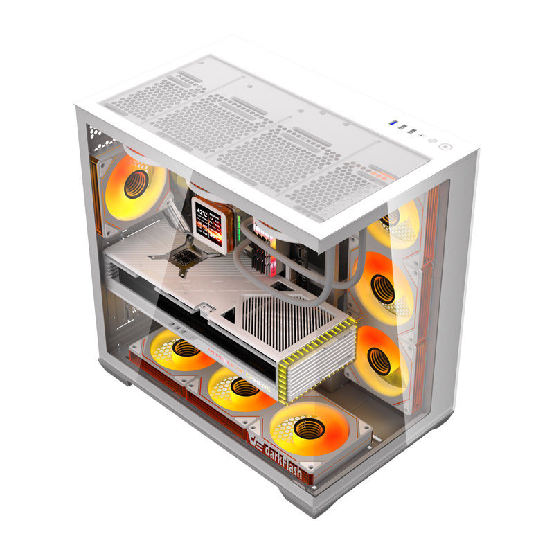 DarkFlash C280 computercase (hvid) + 7 fans