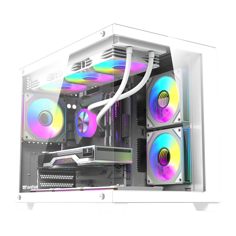 DarkFlash B275 PRO computercase (hvid) + 6 fans