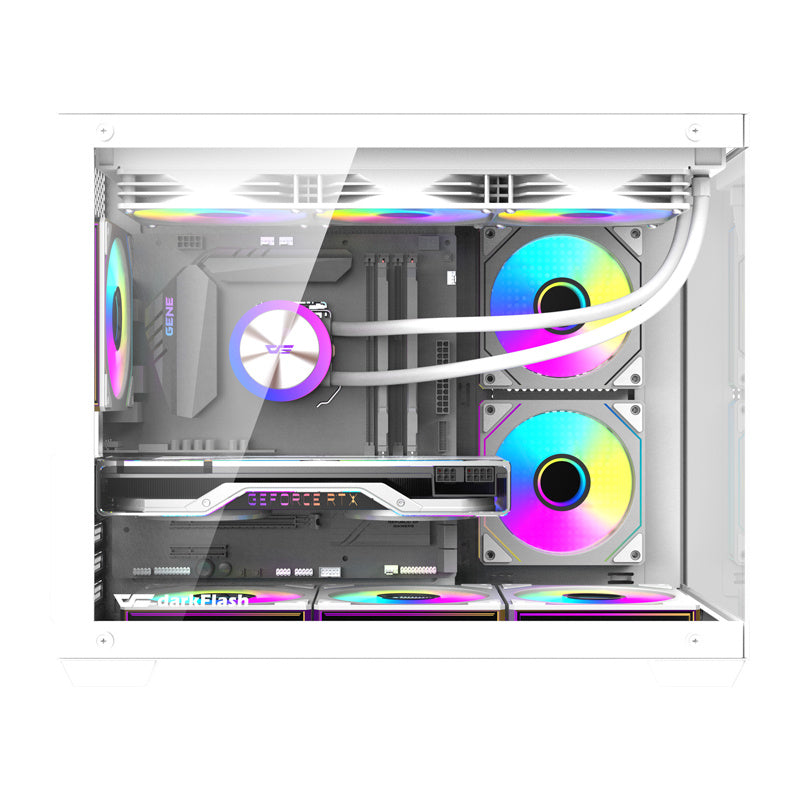 DarkFlash B275 PRO computercase (hvid) + 6 fans