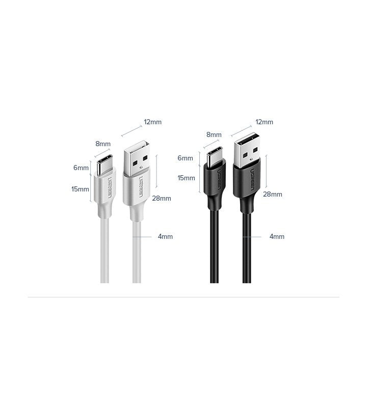 Ugreen US287 60118 USB-A / USB-C 3A kabel 2m - sort