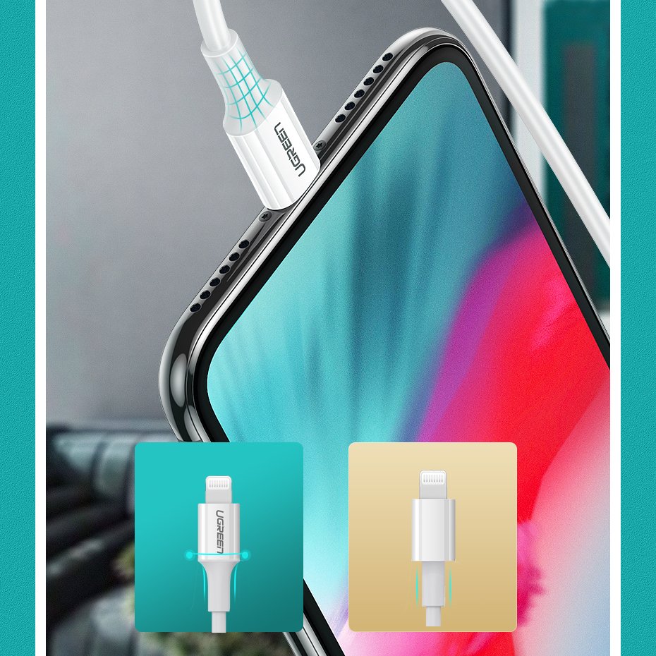 Ugreen US171 Lightning - USB-C MFi PD kabel 20W 480Mb/s 1m - hvid