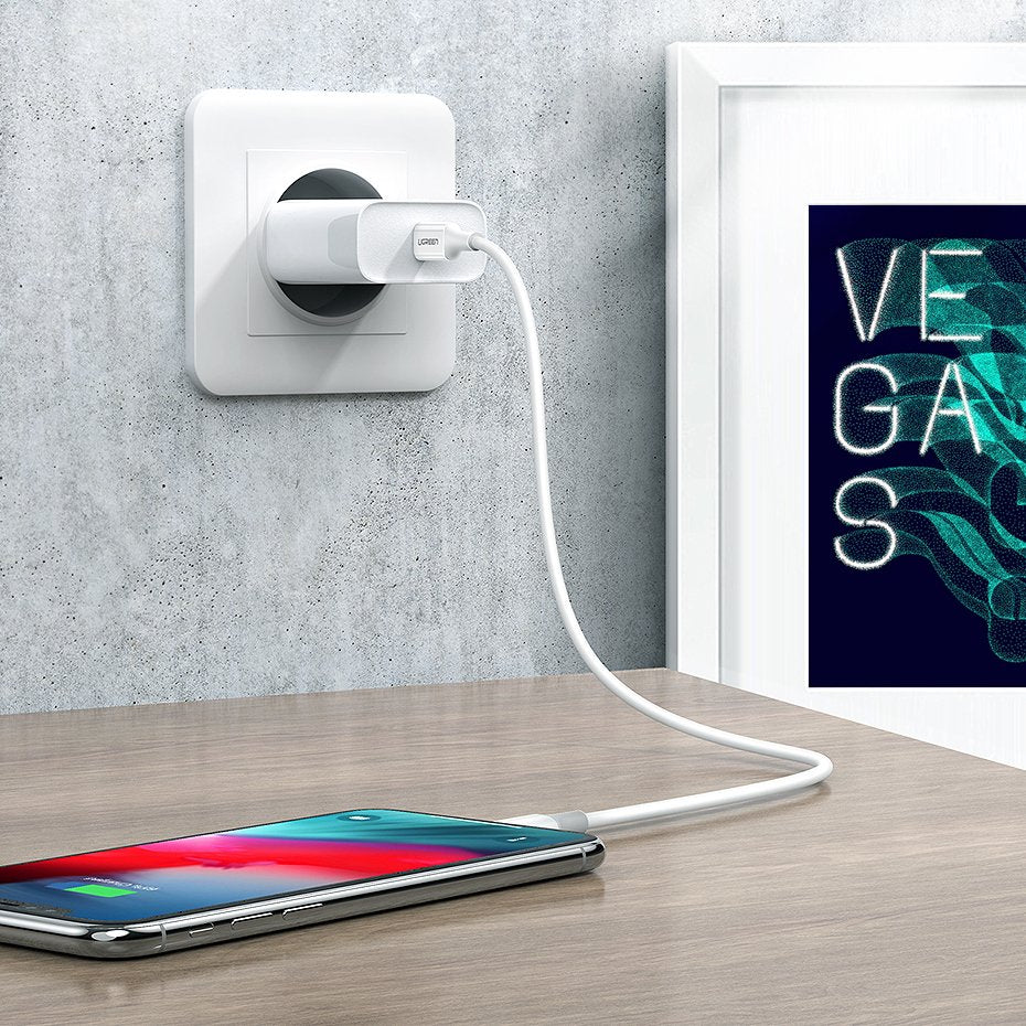Ugreen US171 Lightning - USB-C MFi PD kabel 20W 480Mb/s 1m - hvid