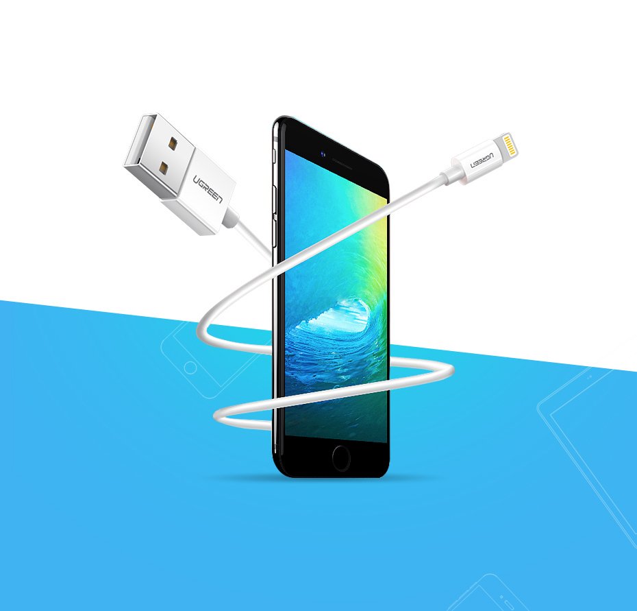 Ugreen US155 20728 USB-A / Lightning MFi 2.4A kabel 1m - hvid