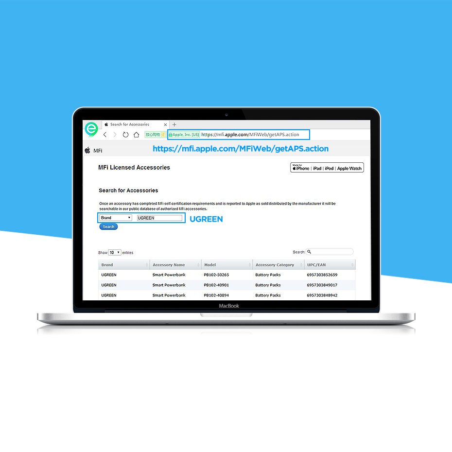 Ugreen US155 20728 USB-A / Lightning MFi 2.4A kabel 1m - hvid