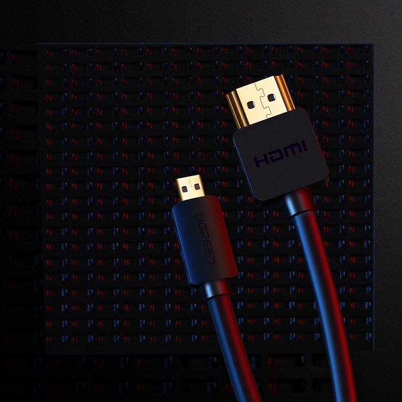 Ugreen kabel HDMI - mikro HDMI kabel 19 pin 2.0v 4K 60Hz 30AWG 1.5m sort (30102)