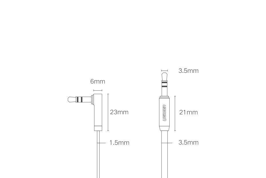 Fladgrøn AUX-lydkabel 3,5 mm mini jack 2m sølv (10599)