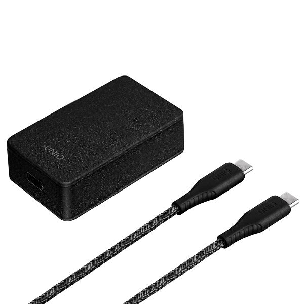 Uniq Versa Slim LITHOS kollektiv USB-C PD 18W vægoplader + USB-C / USB-C kabel - sort
