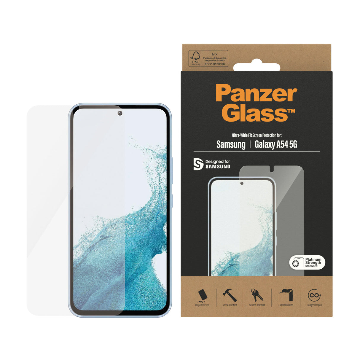 PanzerGlass ® Skærmbeskyttelse Samsung Galaxy A54 5G | Ultra-Wide Fit