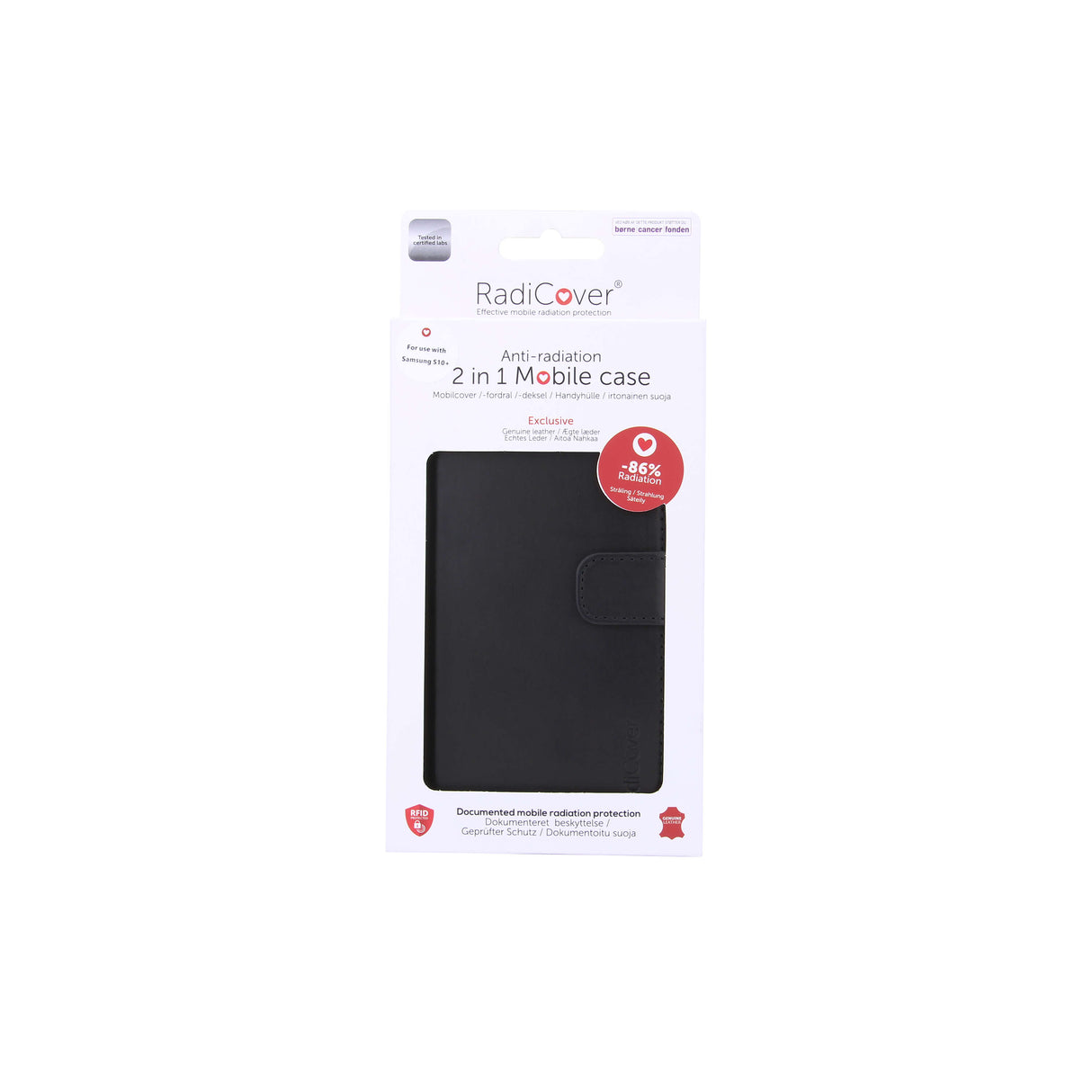 Radicover Strålingsbeskyttelse Wallet Læder Samsung Galaxy S10 Plus Exclusive 2in1 Sort