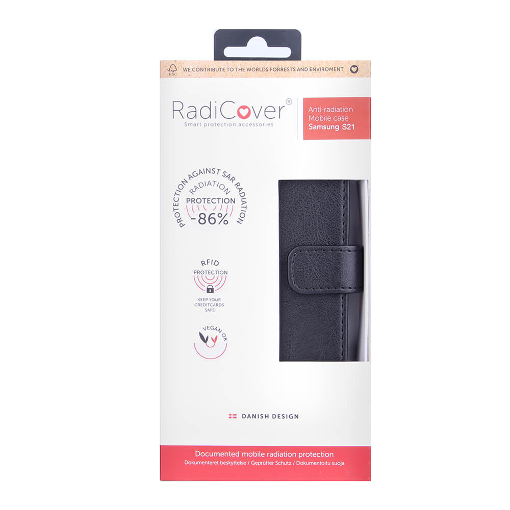 Radicover Strålingsbeskyttelse Wallet Pu Samsung S21/S30 Flipcover Sort