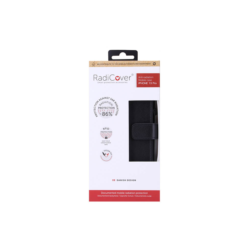 Radicover Strålingsbeskyttelse Wallet Pu I Phone 13 Pro Flipcover Sort Rfid