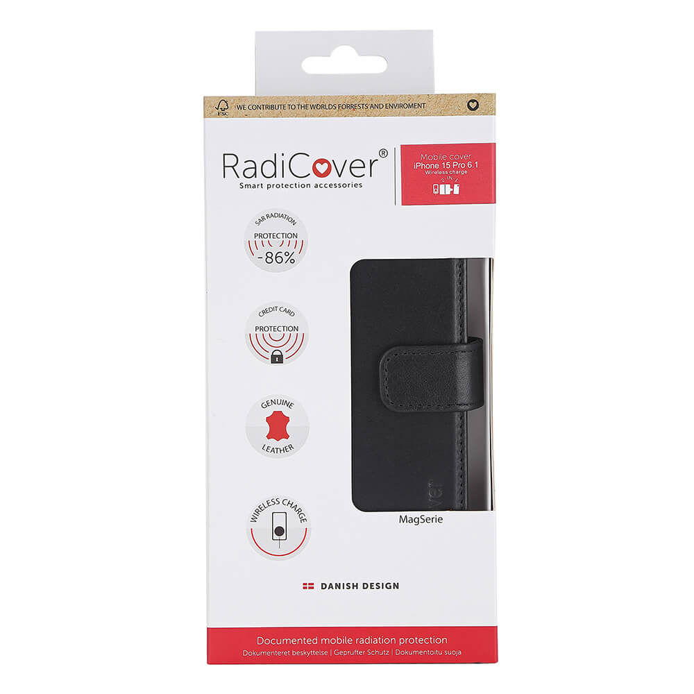 Radicover 2in1 Anti Radiation Rfid 3 Card Mag S I Phone 15 Pro Black Leather