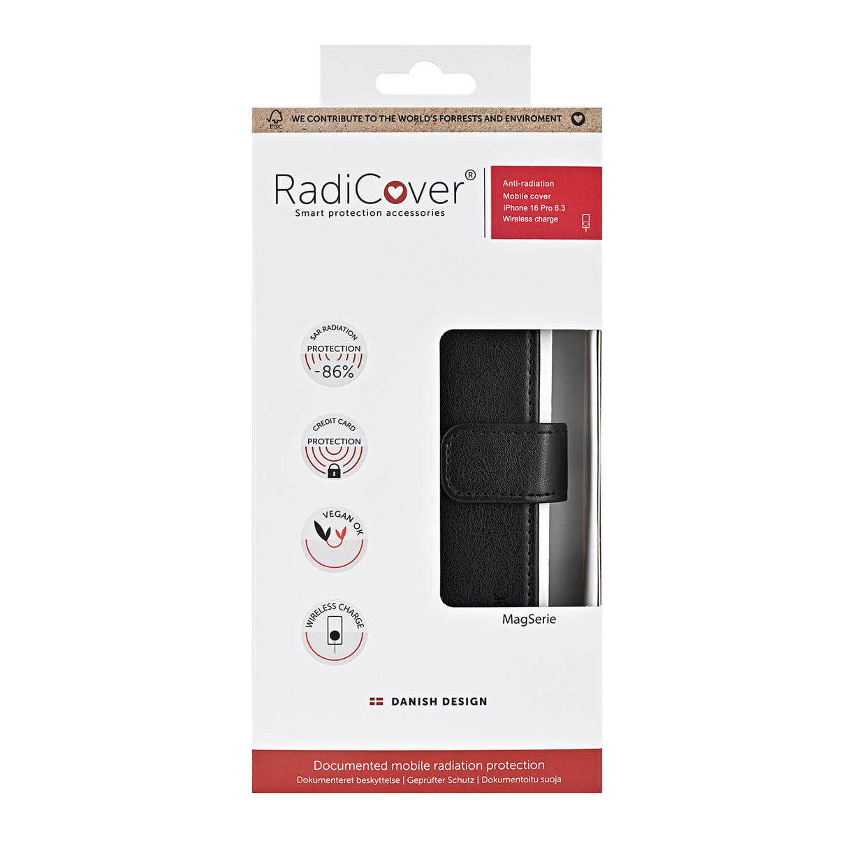 Radicover Flipcov Anti Radiation Rfid 3 Card Mag S I Phone 16 Pro Black Pu