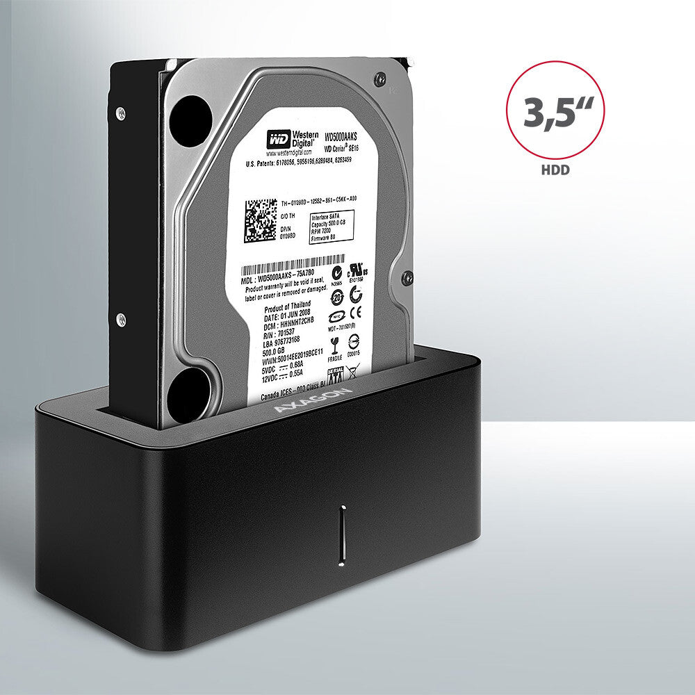 Axagon ADSA-SN drev dockingstation USB 3.2 Gen 1 (3.1 Gen 1) Type-A Sort