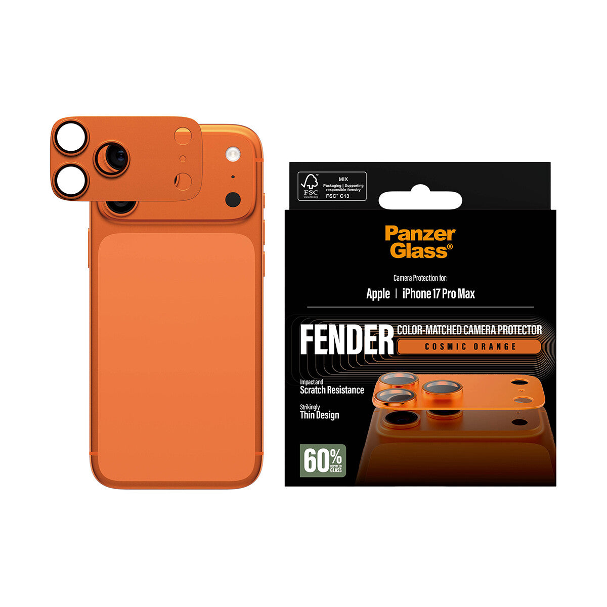 PanzerGlass ® Fender Kamerabeskytter Cosmic Orange iPhone 17 Pro Max