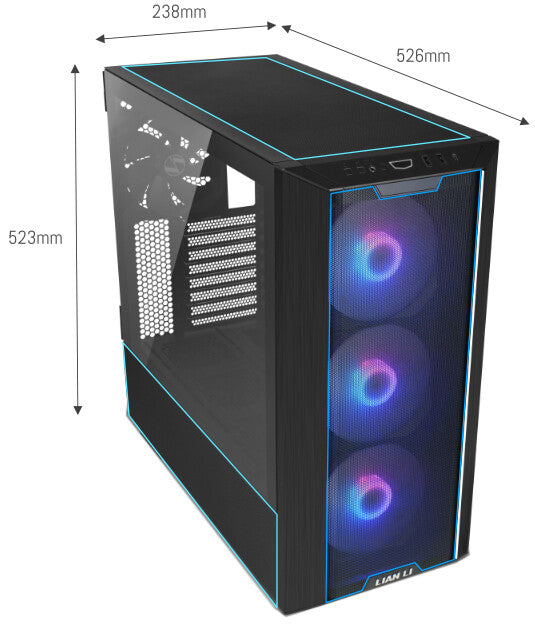 Lian Li Lancool III Midi Tower Sort, Transparent