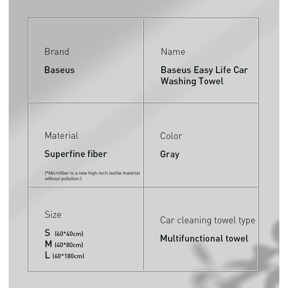 Baseus microfiber bil tørring håndklæde microfiber 40 cm x 80 cm grå (CRXCMJ-A0G)