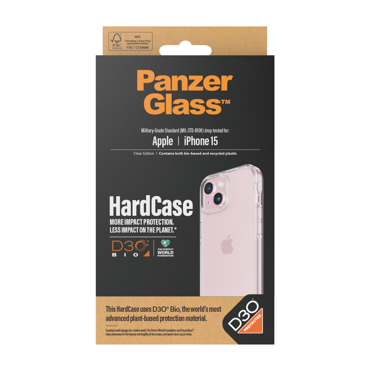 PanzerGlass ® HardCase Transparent m. D3O® iPhone 15
