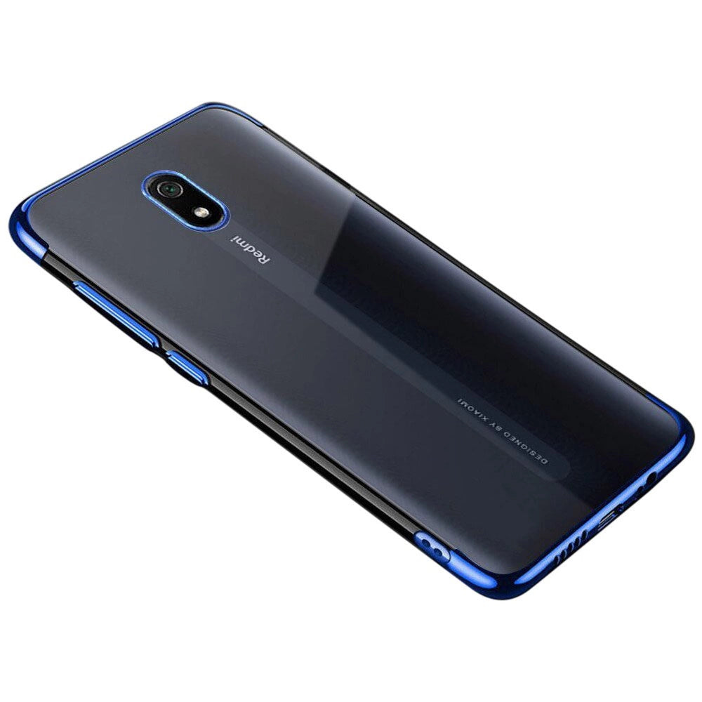 Clear Color Case Gel TPU Galvaniseret ramme Cover til Xiaomi Redmi 8A blå