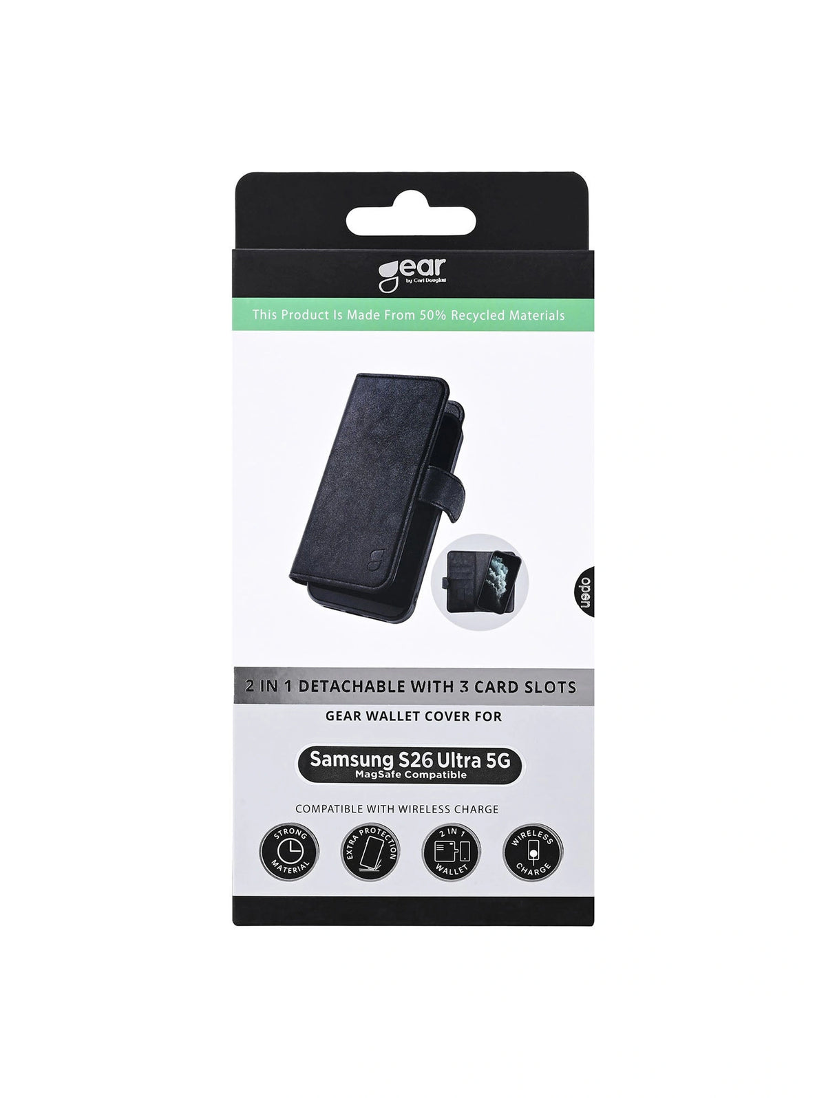 Wallet 2in1 3 Kort Sort - Samsung Galaxy S26 Ultra