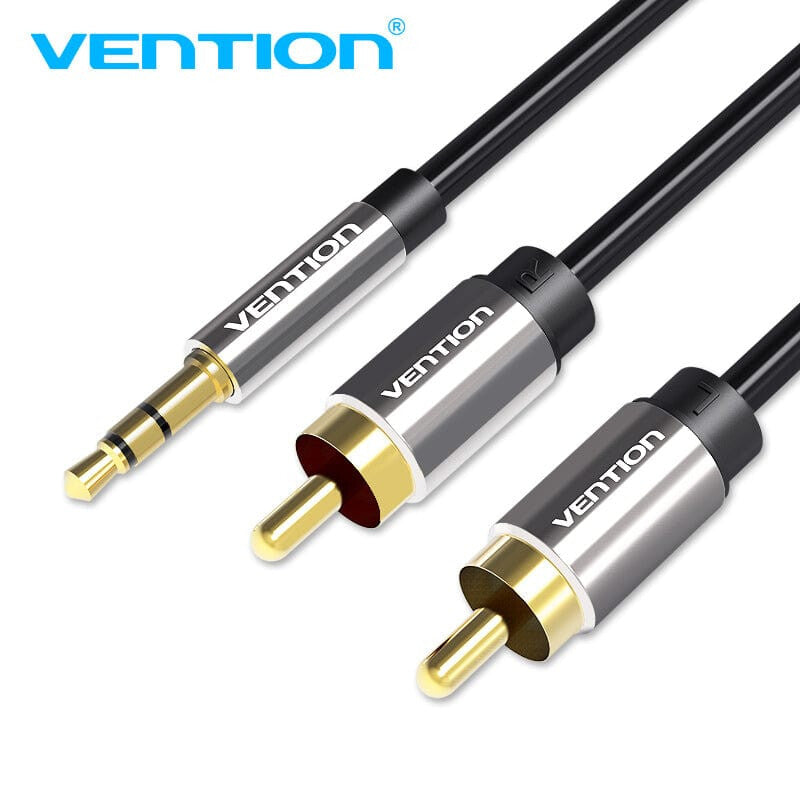 Vention BCFB lydkabel 0,5 m 3.5mm 2 x RCA Sort, Grå