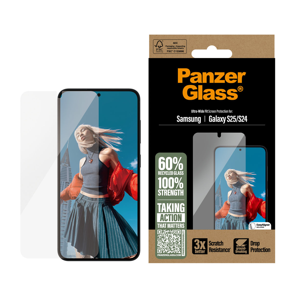 PanzerGlass Screen Protector Samsung Galaxy S25 - Ultra-Wide Fit