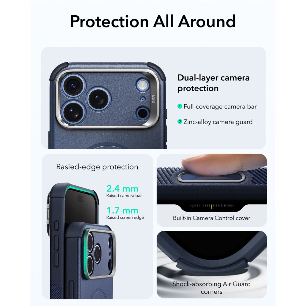 Esr Cyber Tough Støtte Magsafe Iphone 17 Pro Max / 18 Pro Max Blå