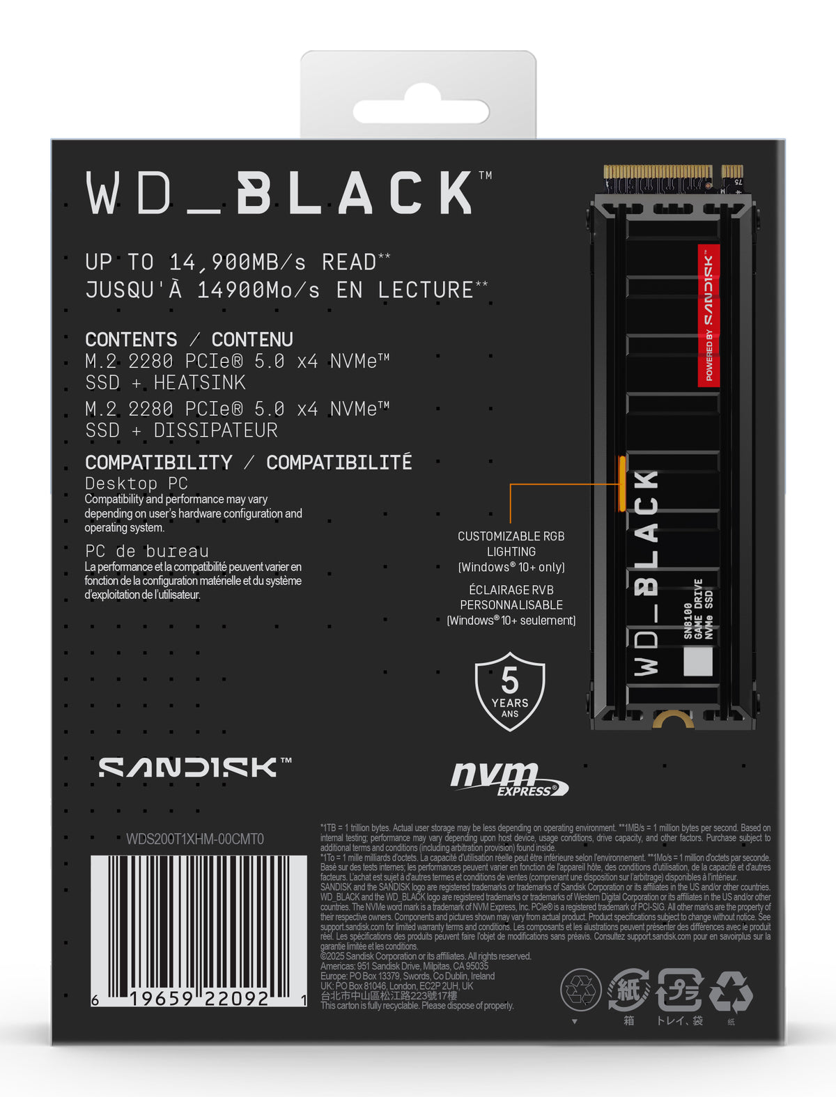 WD Black SSD SN8100 2TB M.2 PCI Express 5.0 x4 (NVMe)