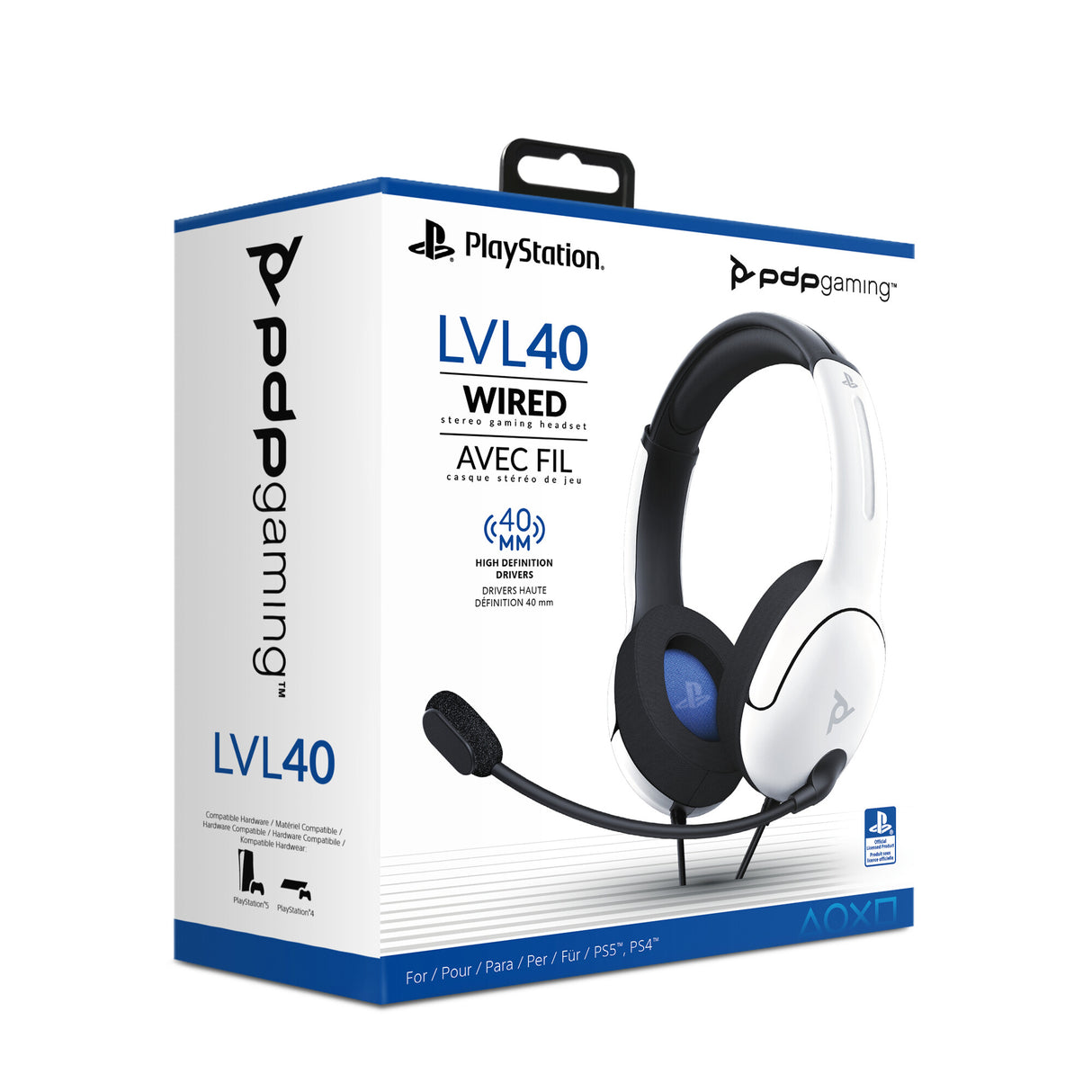 PDP LVL40 Headset Ledningsført Spil Hvid