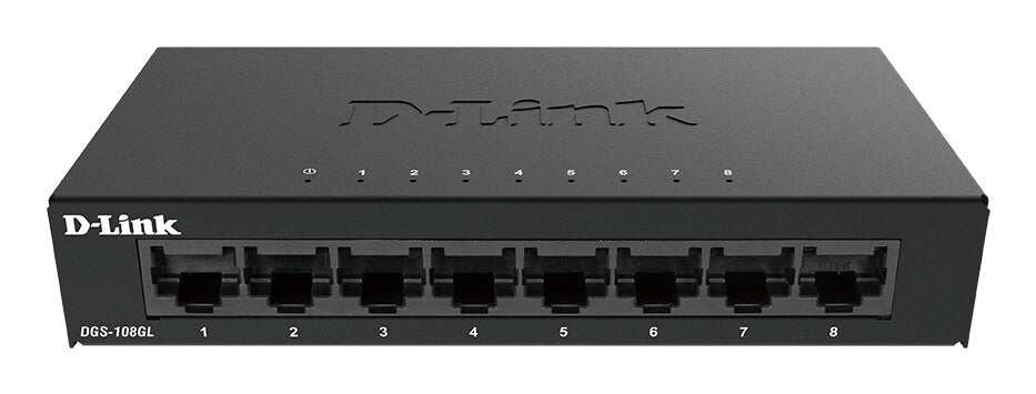 D-Link DGS-108GL Ikke administreret Gigabit Ethernet (10/100/1000) Sort