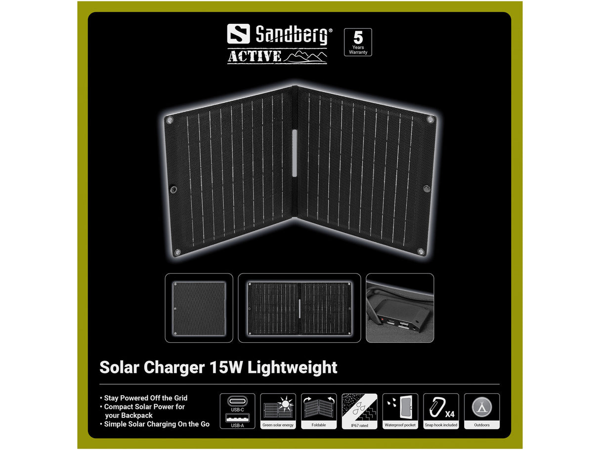 Sandberg 421-42 oplader til mobil enhed Universel Sort Solar Udendørs