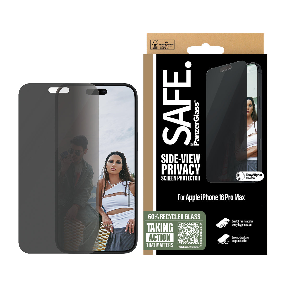 PanzerGlass SAFE. by ® Privacy Skærmbeskyttelse iPhone 16 Pro Max | Ultra-Wide Fit
