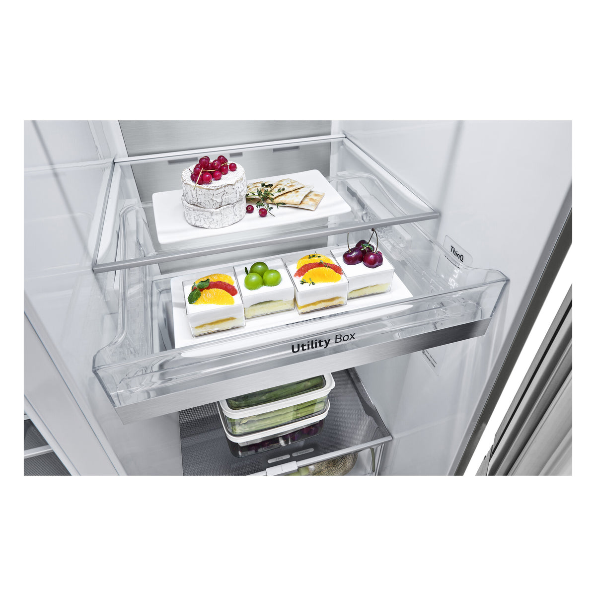 LG InstaView GSXV90BSAE side-by-side køle-fryseskab Fritstående 635 L Rustfrit stål