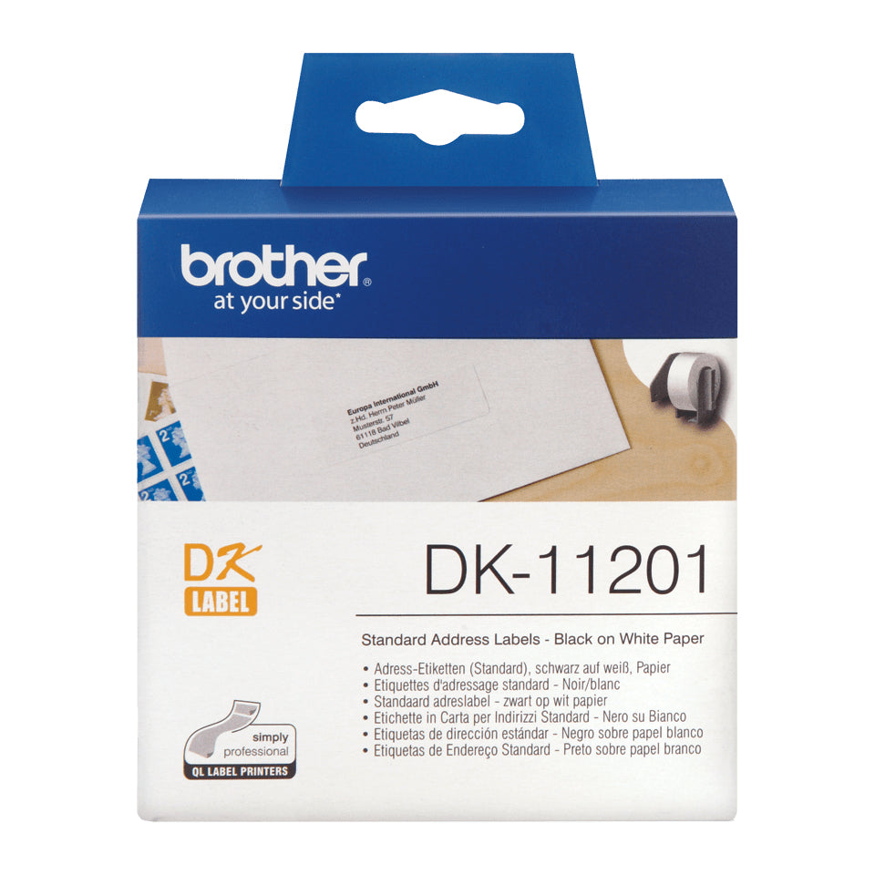 Brother DK-11201 etiketbånd Sort på hvid