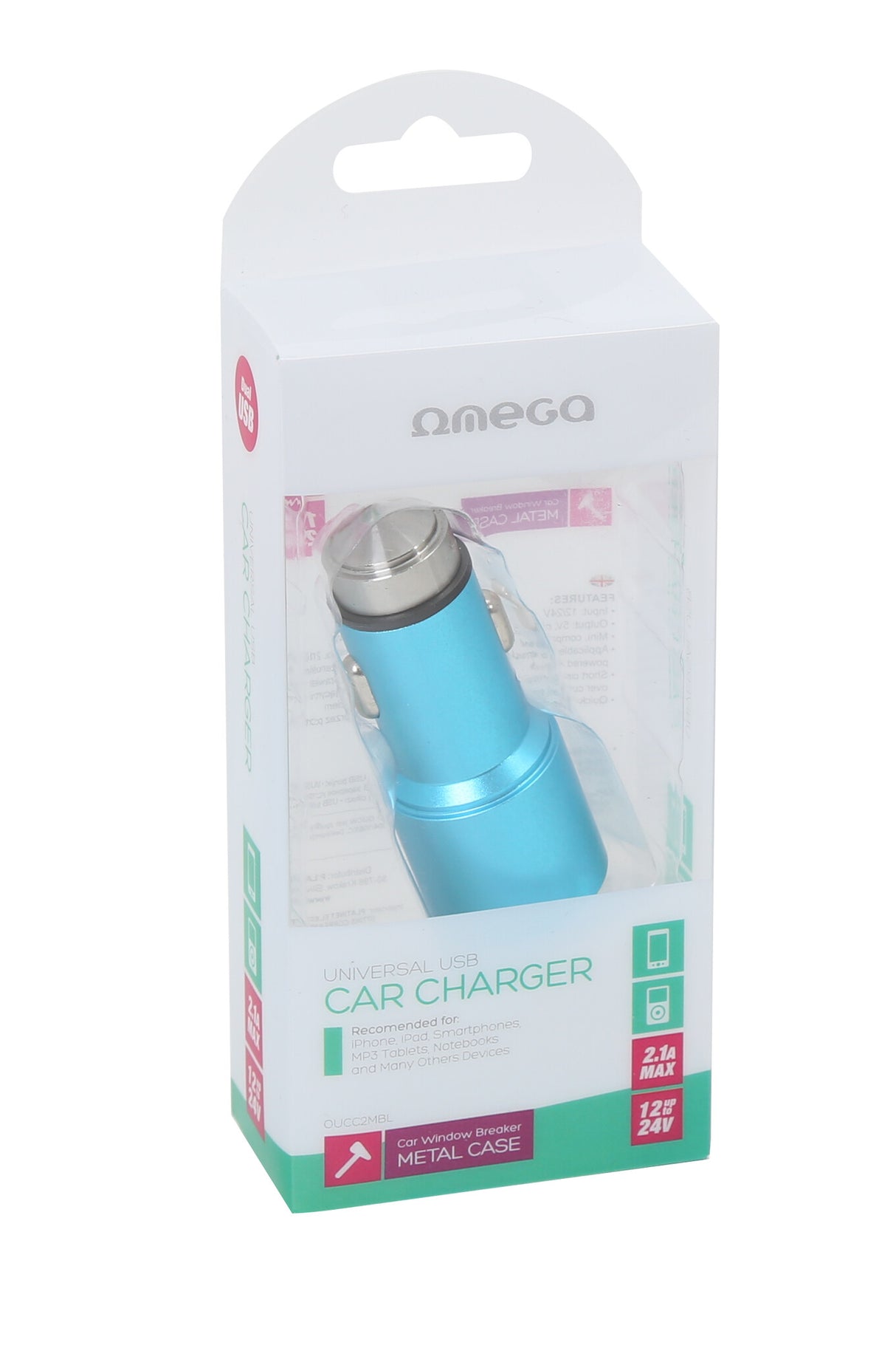 Omega OUCC2MBL oplader til mobil enhed Universel Blå Cigartænder