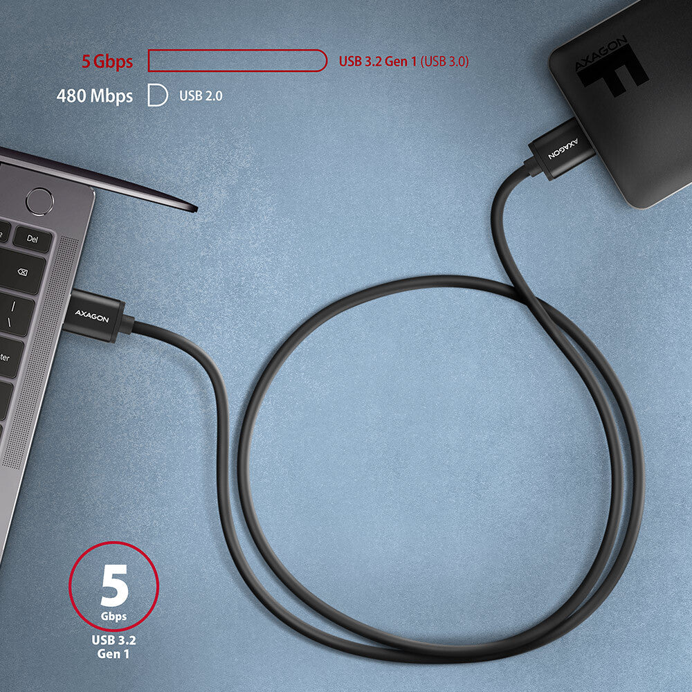Axagon BUMM3-AM10AB USB-kabel USB 3.2 Gen 1 (3.1 Gen 1) 1 m Micro-USB B USB A 5 Gbit/sek. Sort