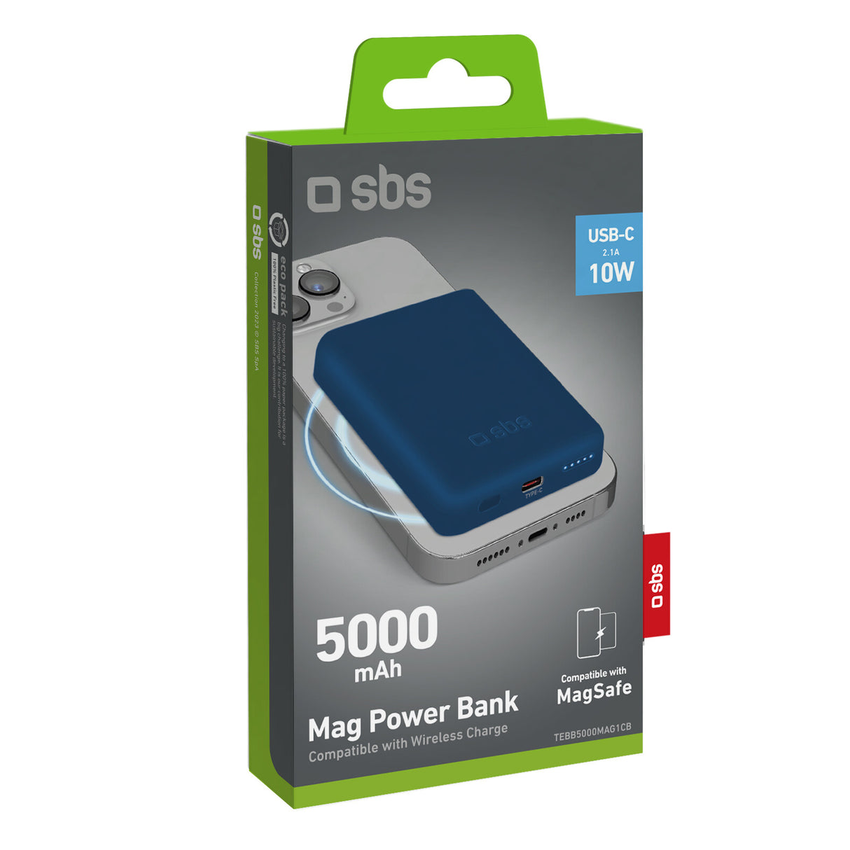 SBS TEBB5000MAG1CB powerbank 5000 mAh Trådløs opladning Blå