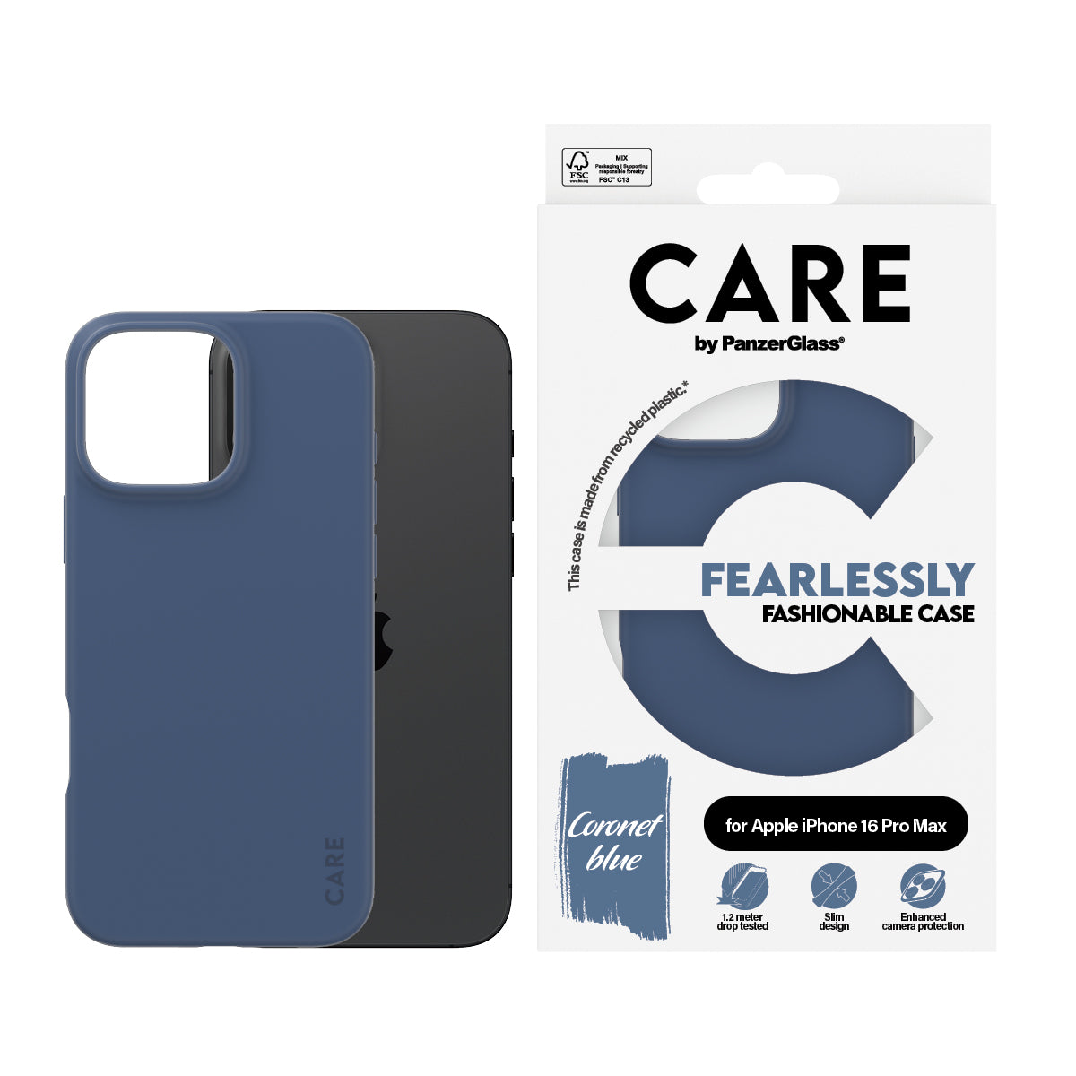 PanzerGlass CARE by ® Fashionable Case Blå iPhone 16 Pro Max