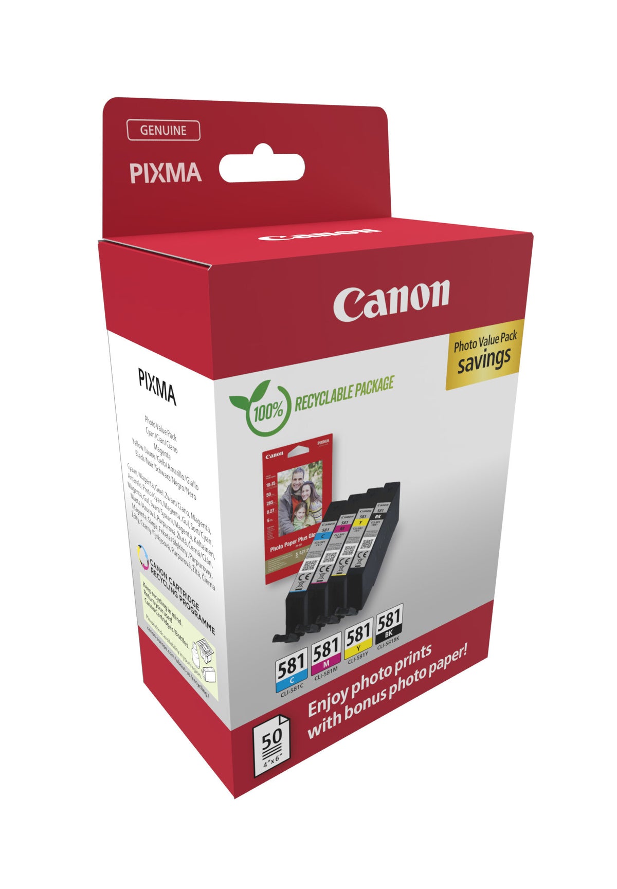 Canon 2106C006 blækpatron 4 stk Original Sort, Blå, Magenta, Gul