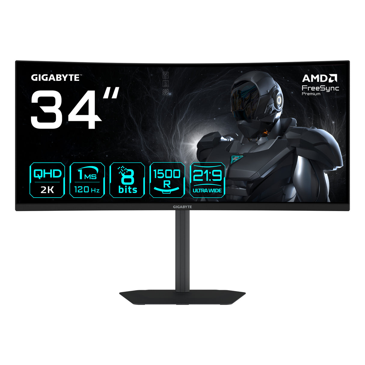 GIGABYTE GS34WQCA EK computerskærm 86,4 cm (34") 3440 x 1440 pixel Wide Quad HD LCD Sort