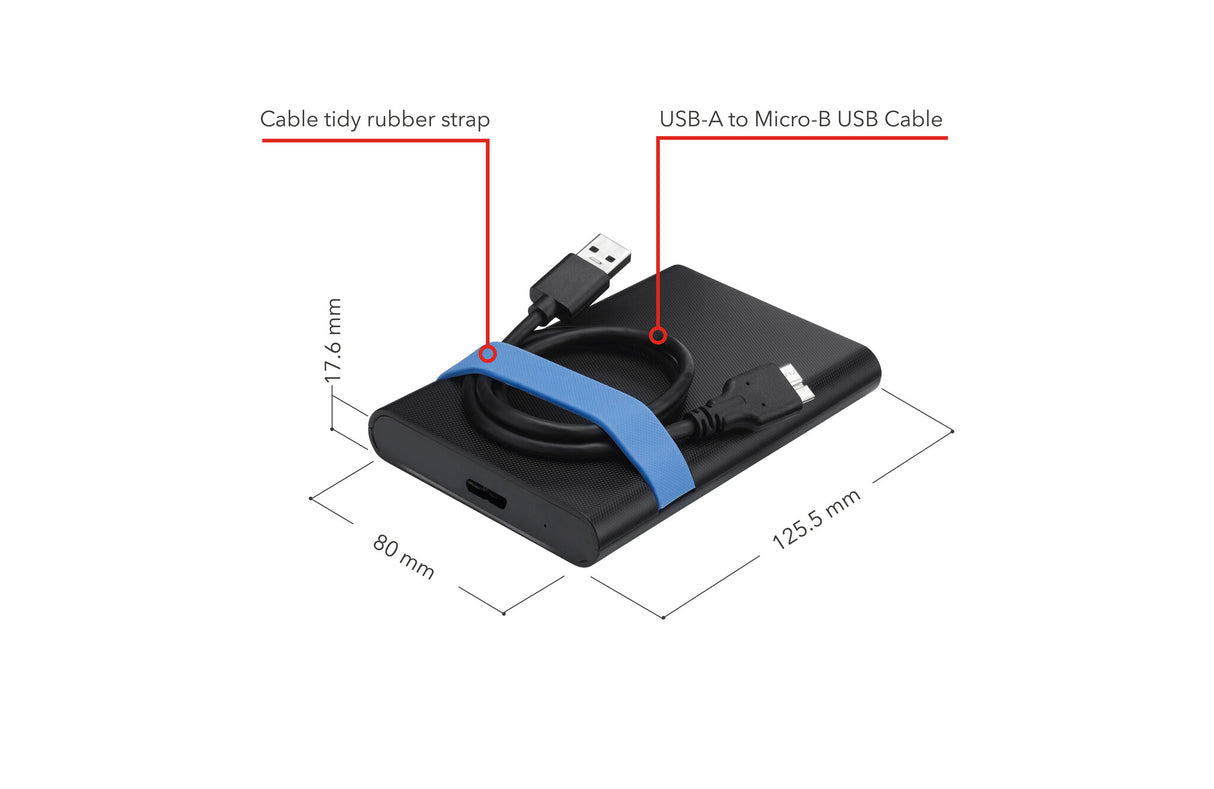 Verbatim Store'N'Go Enclosure Kit HDD/SSD kabinet Sort, Blå 2.5"