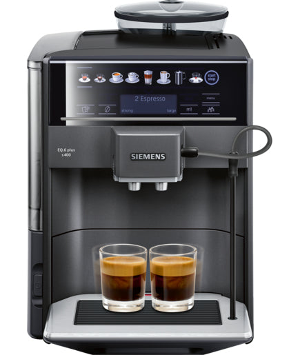 Siemens EQ.6 plus s400 TE654319RW Automatisk kaffemaskine Safirsort metallisk