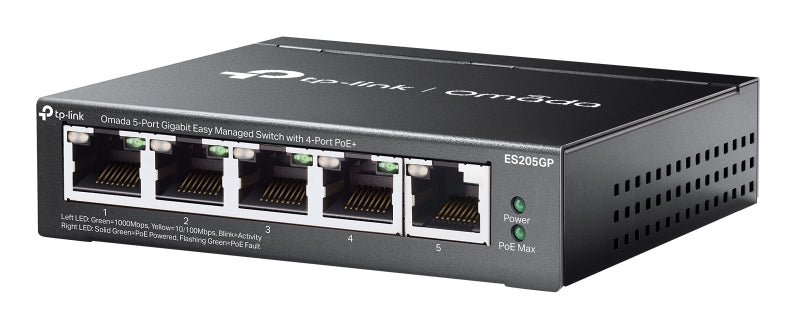 TP-Link Omada ES205GP netværksswitch Administreret Gigabit Ethernet (10/100/1000) Strøm over Ethernet (PoE) Sort