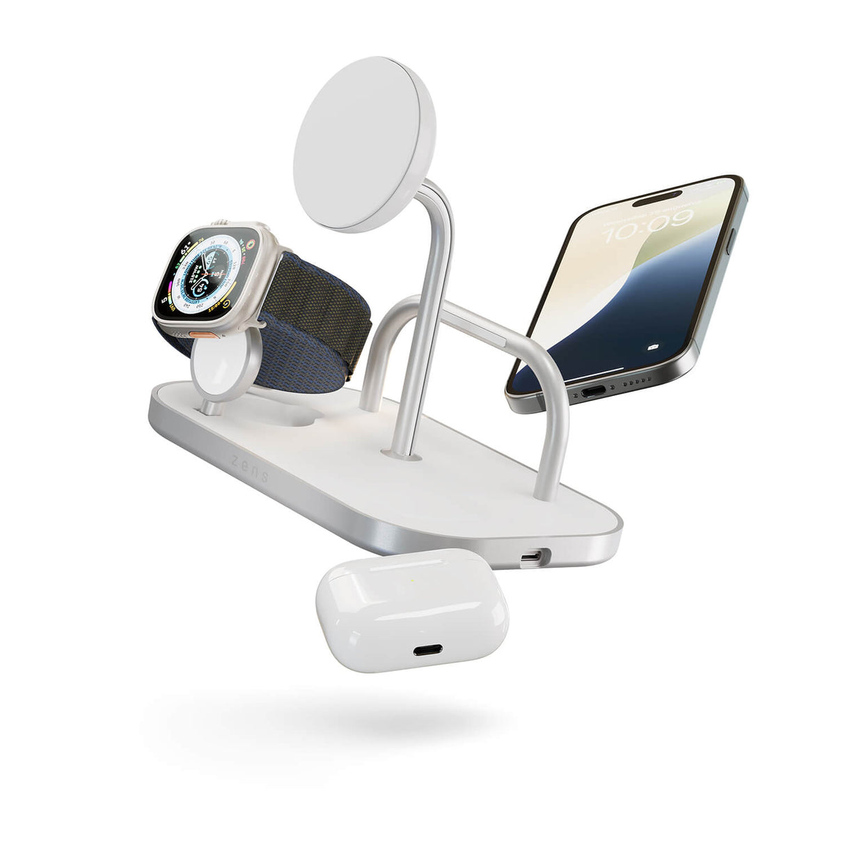 Zens Wireless Charger 4 In 1 Qi2 60 W Usb C Out White